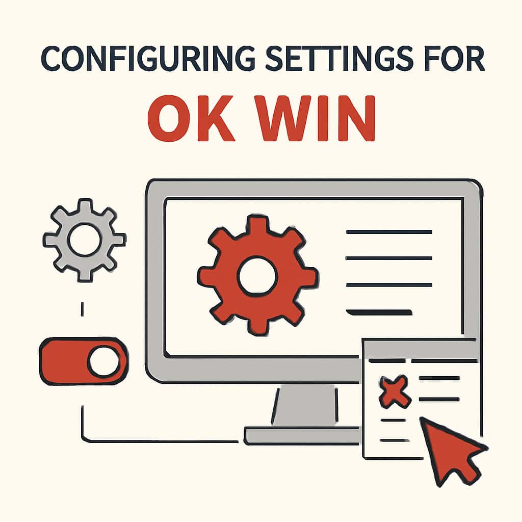 Illustration showing steps to configure settings for OK Win.