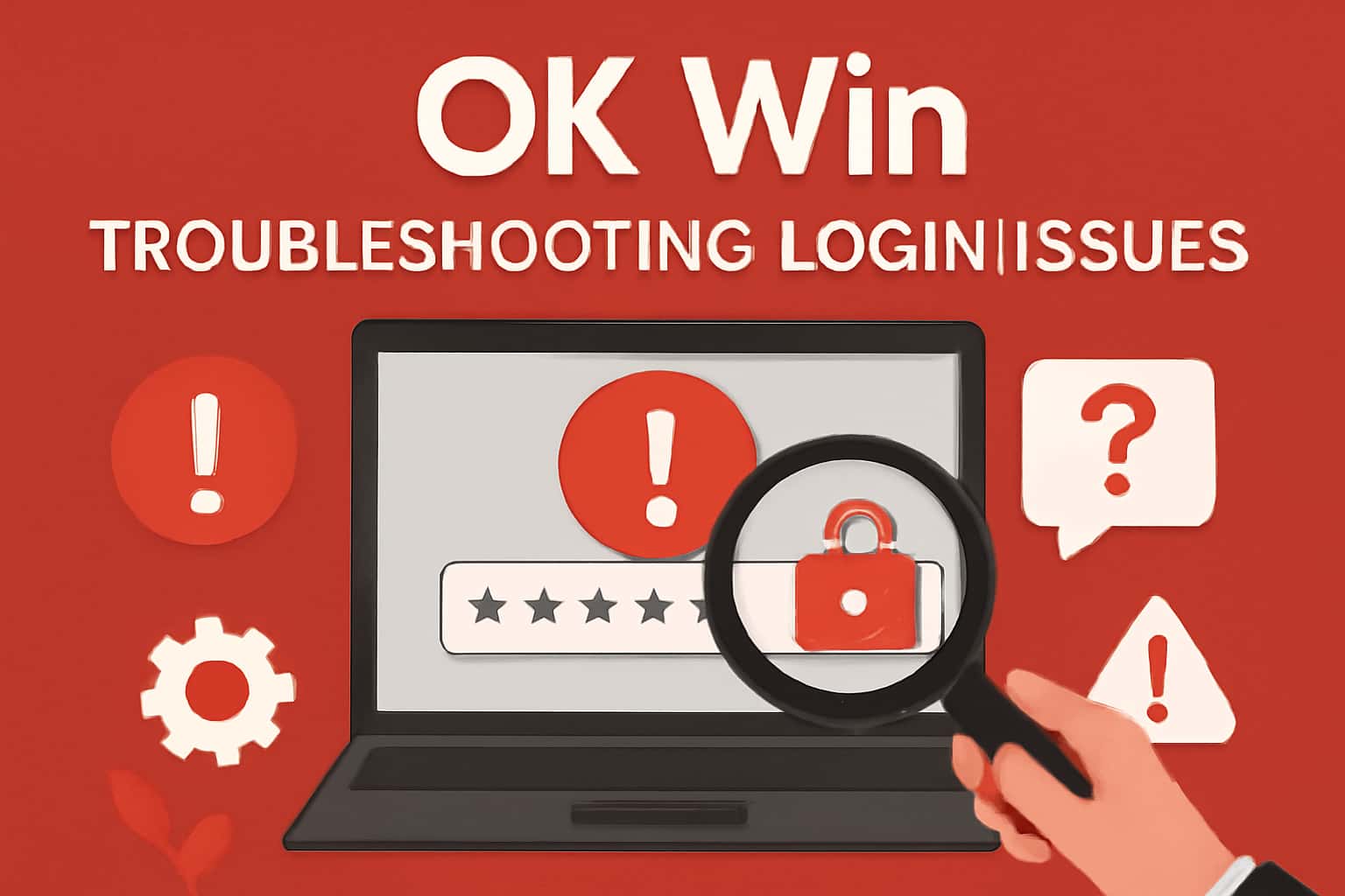 Visual representation of troubleshooting login issues for the OK Win app.
