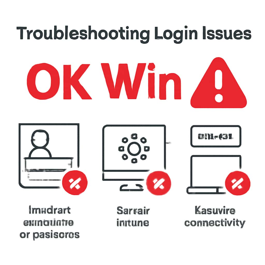 Diagram illustrating the troubleshooting process for OK Win login issues.