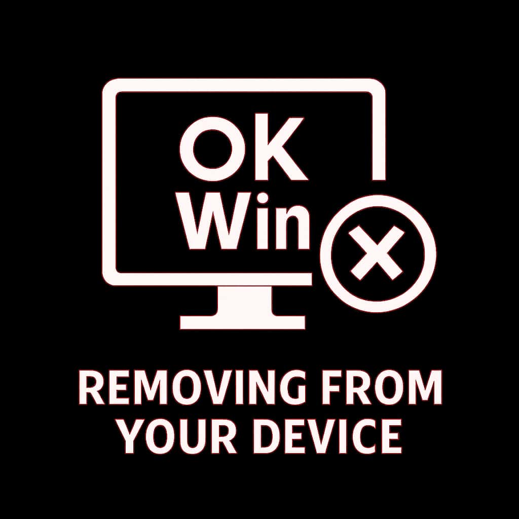 A professional badge symbolizing the removal of OK Win from devices.