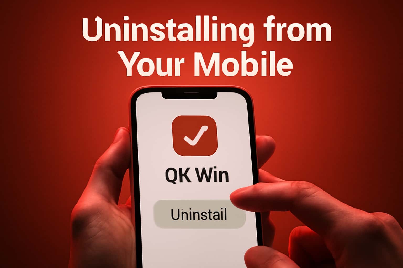 Visual representation of uninstalling the OK Win app from a mobile device.