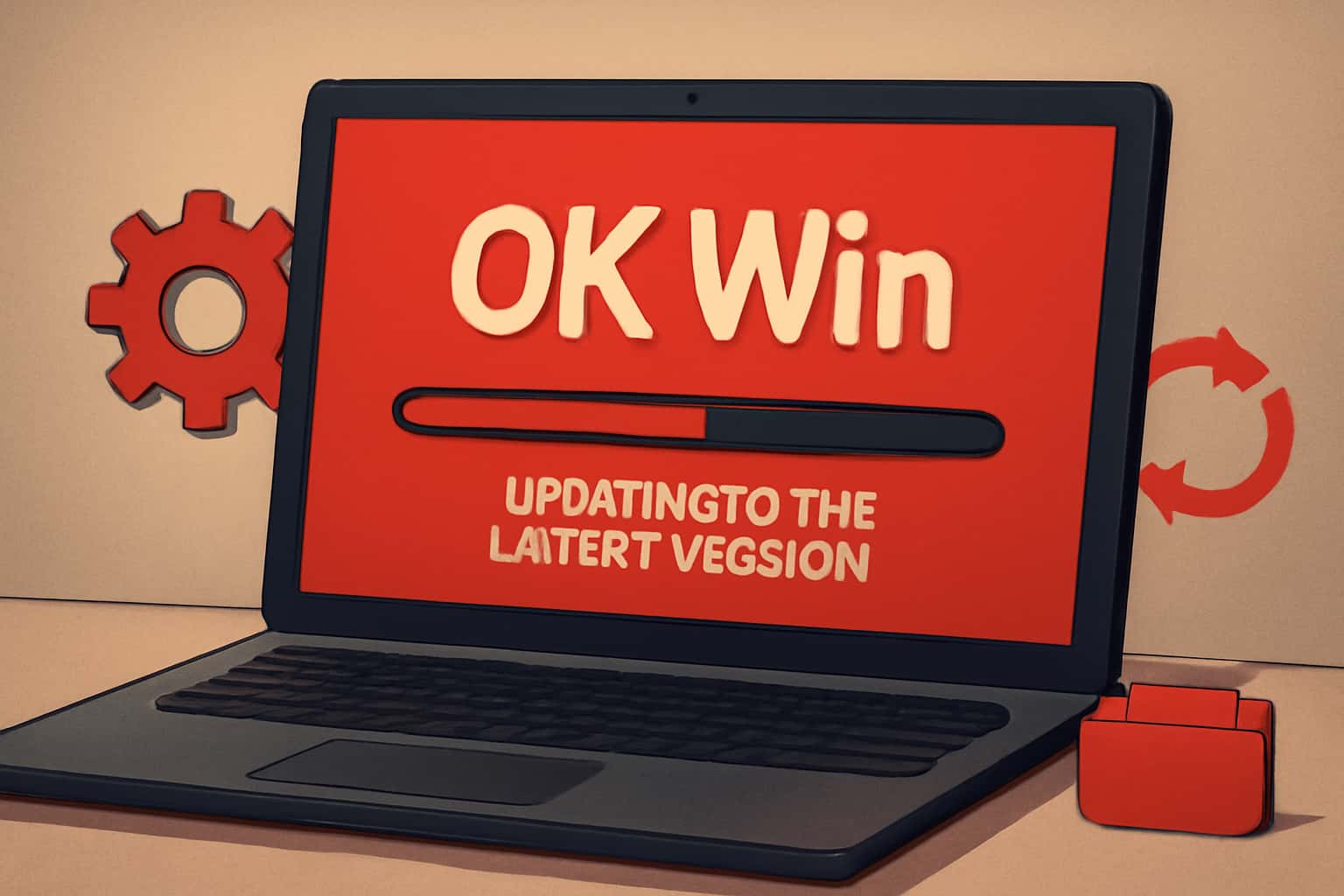 An informational graphic illustrating the update process for OK Win.