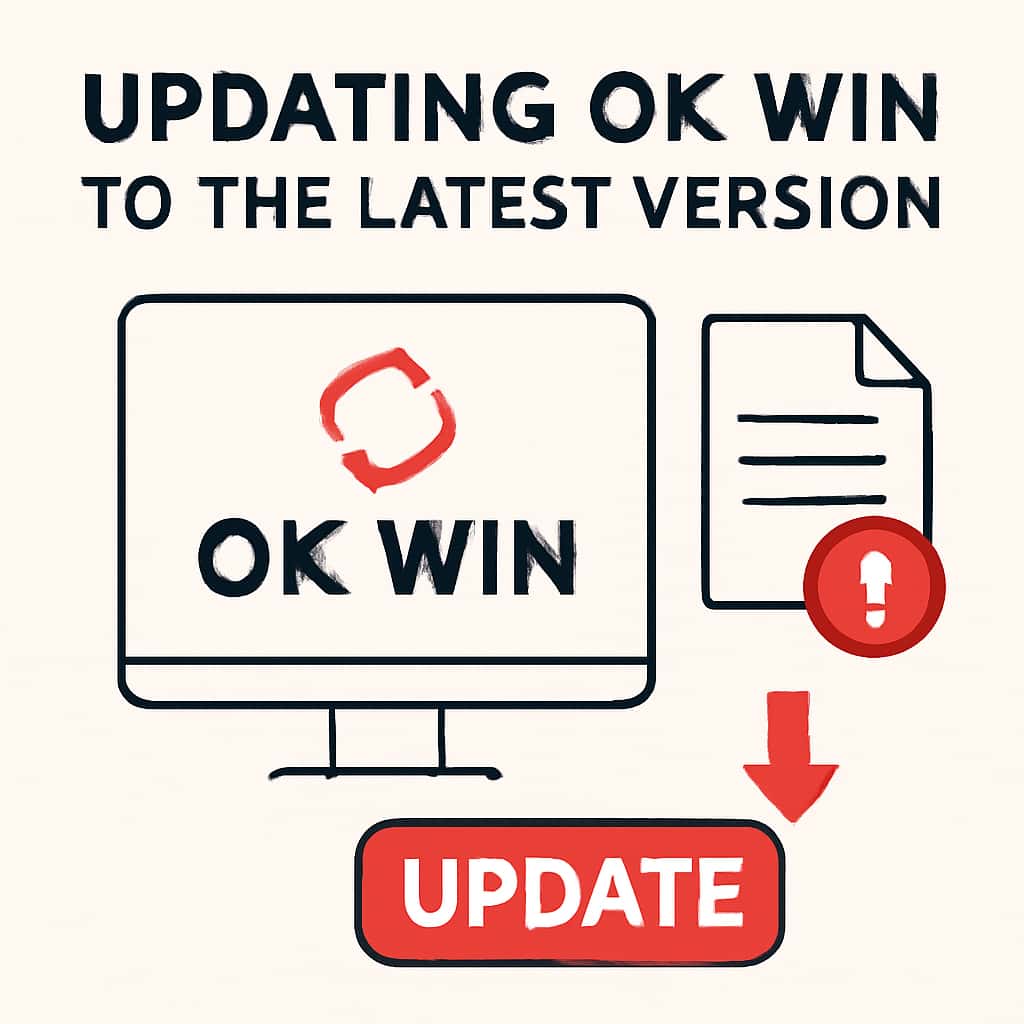 An educational illustration about the update steps for OK Win.