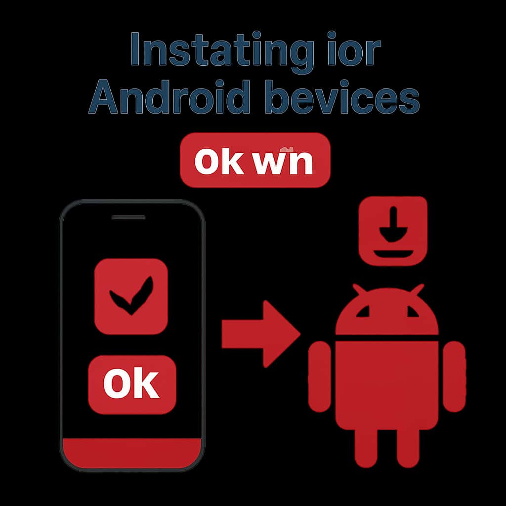 Diagram illustrating the installation steps for OK Win on Android.