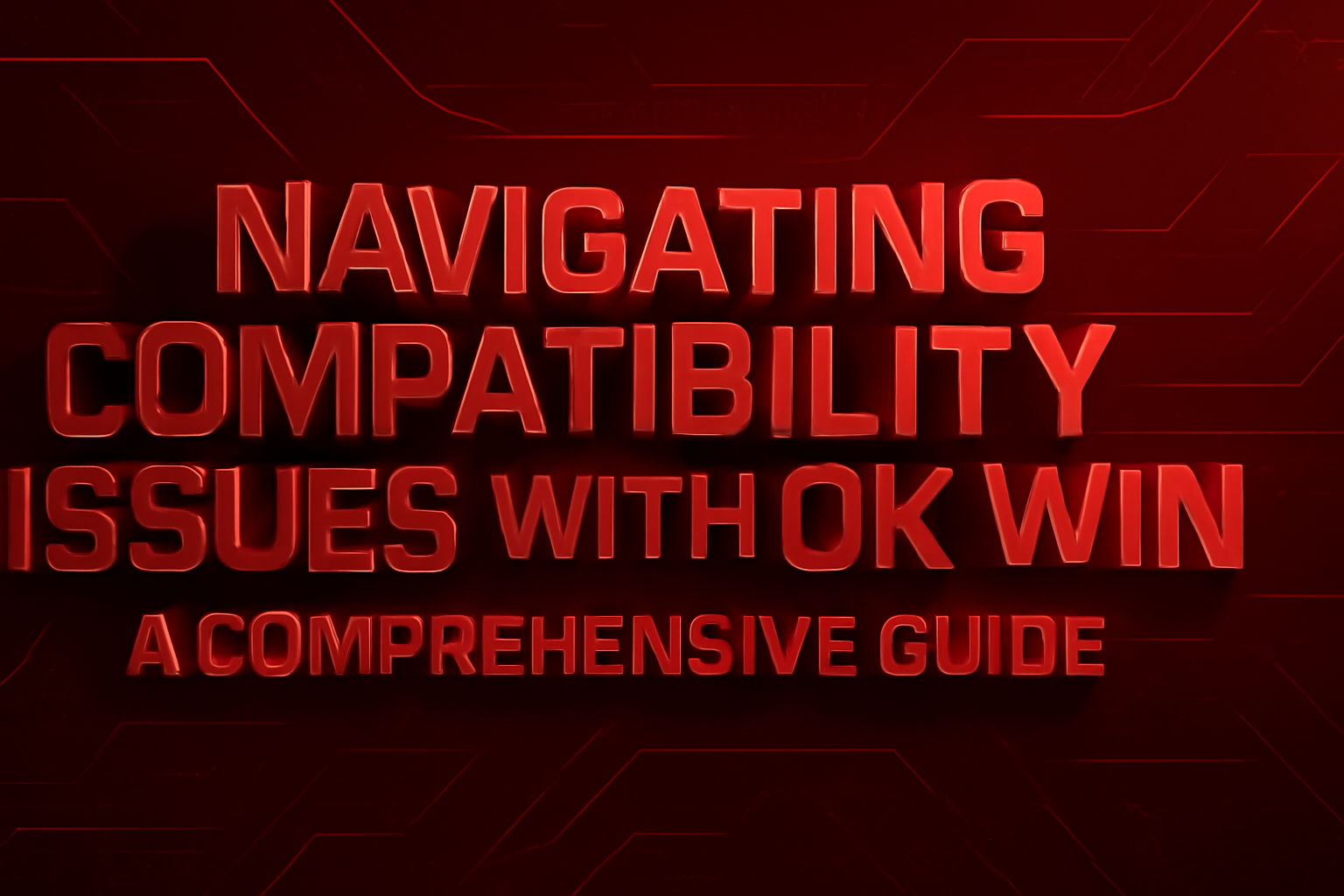 A futuristic design showcasing the OK Win Guides, emphasizing installation and compatibility details.