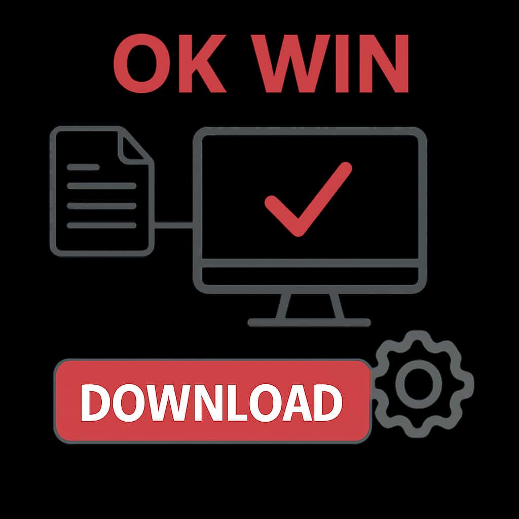 Illustration explaining the APK download process for OK Win.
