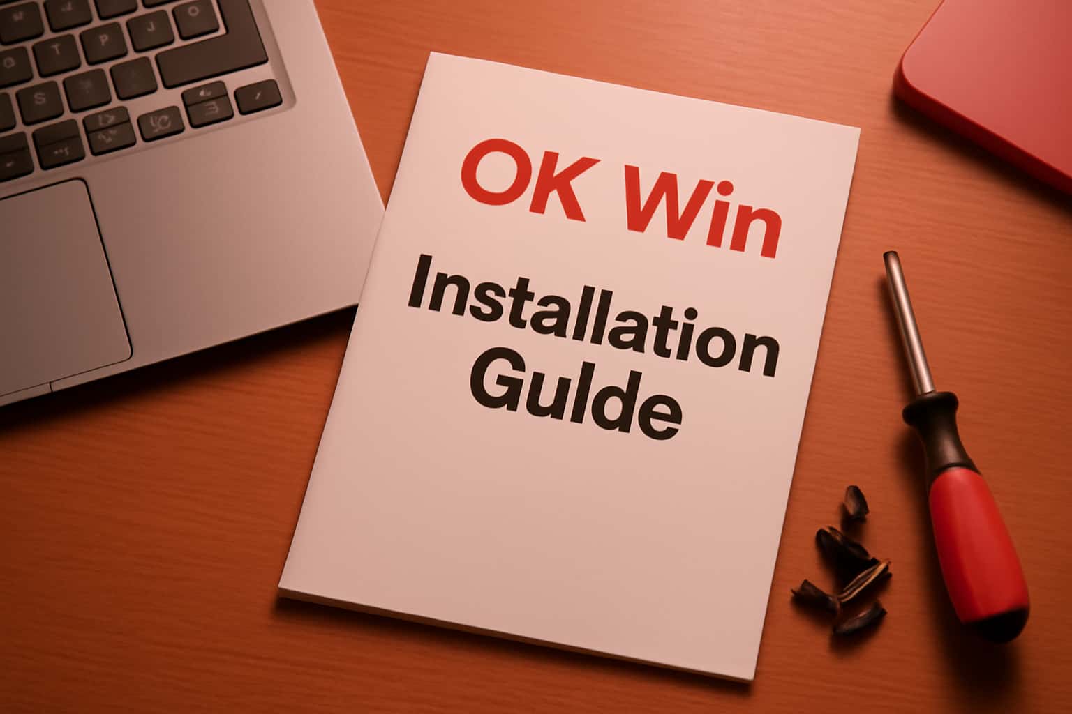 An informational overview image showing the OK Win Installation Guide.