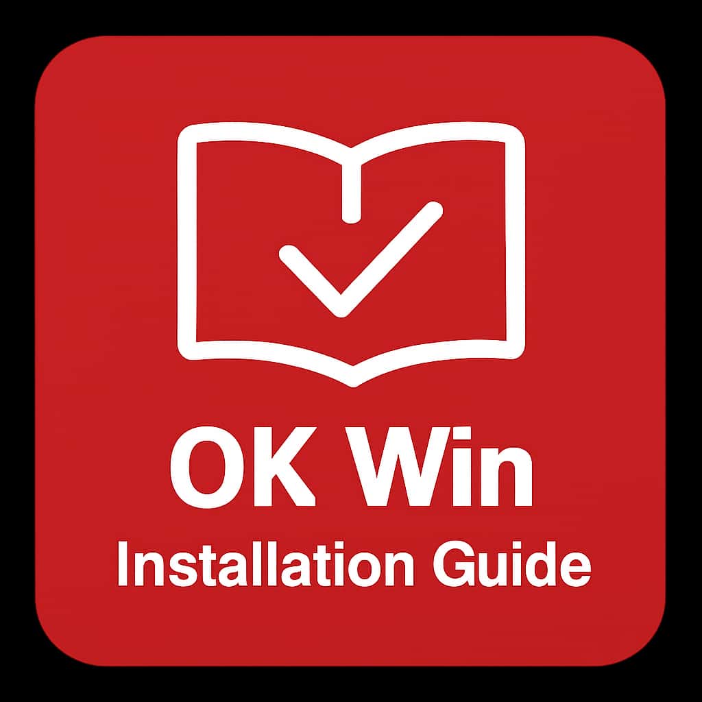 A badge icon representing the OK Win Installation Guide.