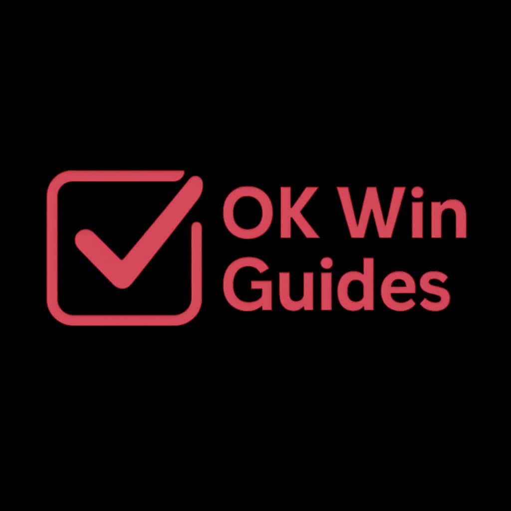 An elegant badge symbolizing OK Win Guides, focusing on assistance and support.